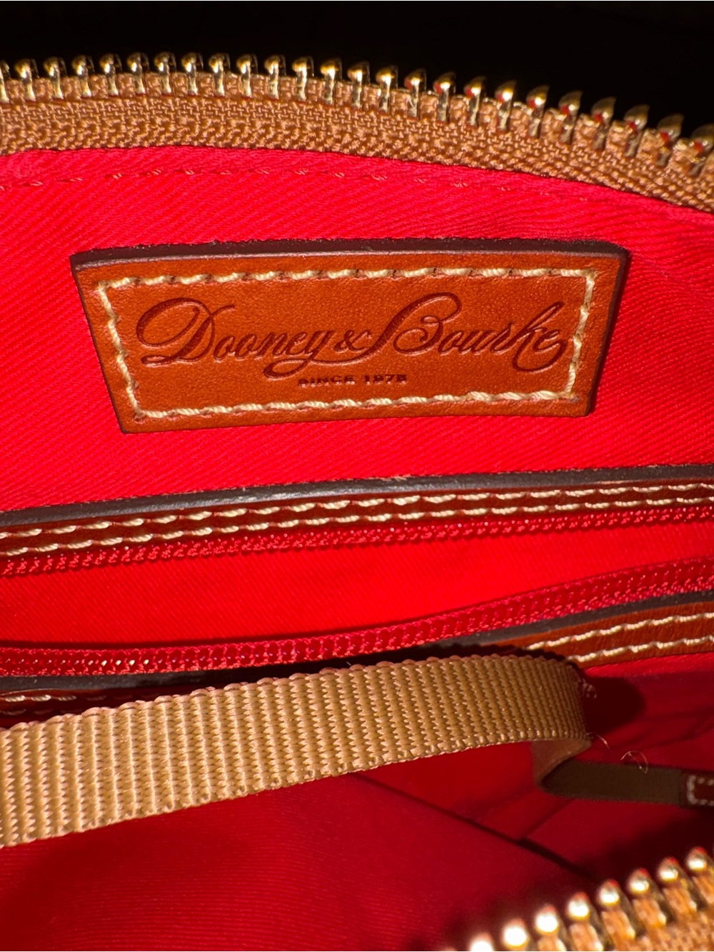 NWOT Dooney & Bourke Ostrich Embossed Leather Hobo Shoulder Bag Black & Cognac - Picture 14 of 14